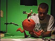 Animator Mike Dietz demonstrates how he animates  puppets in a 