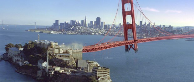 One of the goals of this sequel was to create superior eye-popping visual effects. Above, Magneto moves the Golden Gate Bridge for his own convenience. 