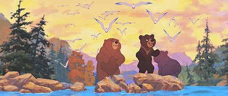Kenai and Koda arrive at the annual salmon run to join up with their extended bear family and swap exciting stories. All images © Buena Vista Pictures Distribution. All rights reserved.