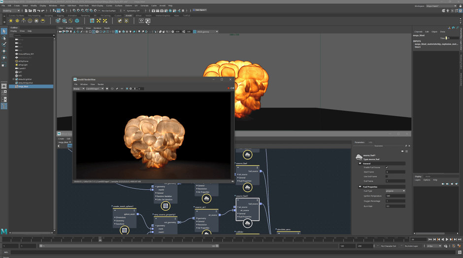 arnold for maya fire effect
